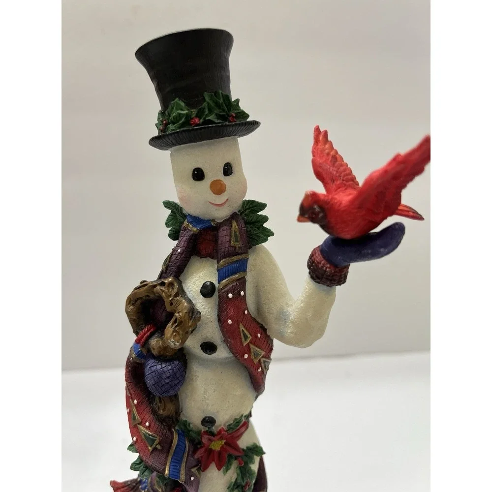 Vtg Christmas Lenox Winter Friend Pencil Snowman Figure W/ Cardinal 11.5